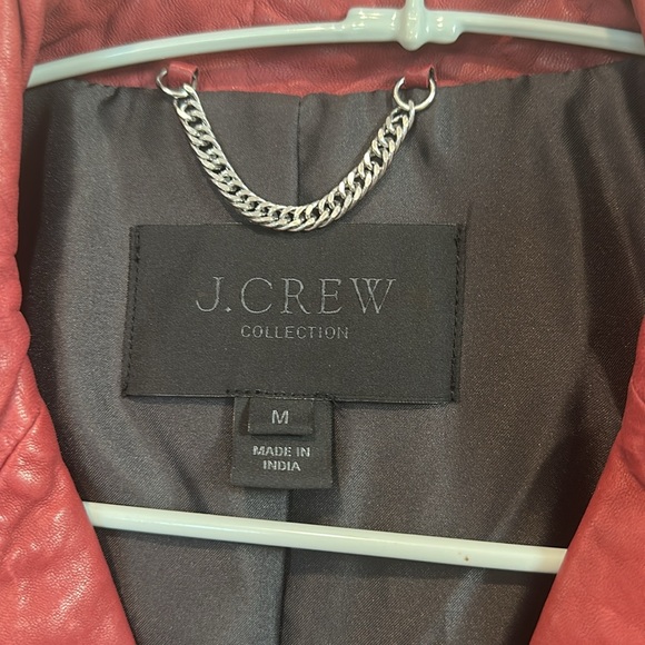 J.Crew Collection Red Washed Genuine Leather Moto Motorcycle Jacket M - Picture 3 of 12